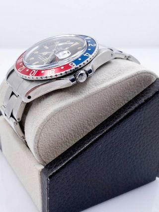 VINTAGE Rolex GMT Master 1675 Pepsi Red Blue Matte Gilt Dial Stainless 1959 6