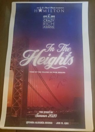 In The Heights Lin Manuel Miranda Signed Movie Poster 11x17 Hamilton Broadway