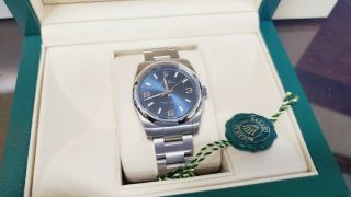 Rolex 114200 Oyster Perpetual Stainless Steel Watch Blue - Box