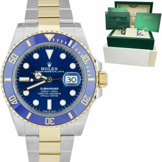 2021 Rolex Submariner Date 41mm Ceramic Two - Tone Gold Blue Watch 126613 Lb