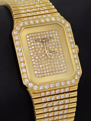 patek philippe extremely rare 18k gold all Factory diamonds watch 3814 3