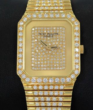 patek philippe extremely rare 18k gold all Factory diamonds watch 3814 4