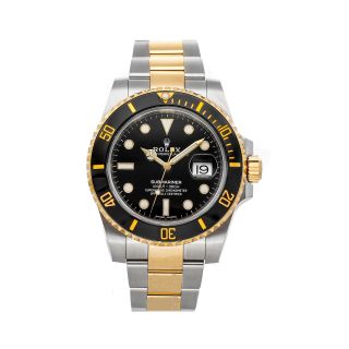 Rolex Submariner Date Auto 40mm Steel Gold Mens Oyster Bracelet Watch 116613ln