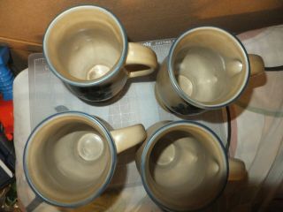 Set of 4 vintage Pfaltzgraff folk art pedestal footed mugs stoneware USA 3