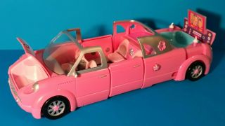 Mattel 2002 Polly Pocket Pink Limo With 2 Drinks Has Tv Pool In Back When Opened