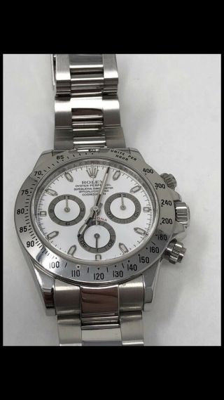 Polished Rolex Daytona Stainless Steel & Chronograph Watch & Box M 116520 3