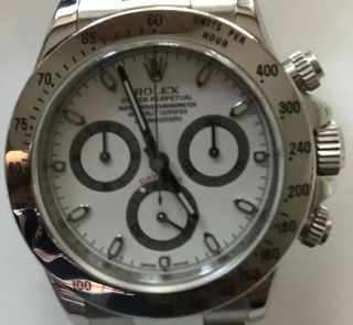 Polished Rolex Daytona Stainless Steel & Chronograph Watch & Box M 116520 4