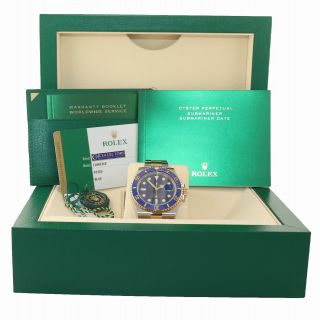 2019 PAPERS Rolex Submariner Blue Ceramic 116613LB Two Tone Gold Watch Box 2
