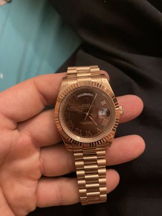 Rolex Day Date 228235 President 40mm Everose Gold Chocolate Roman Dial