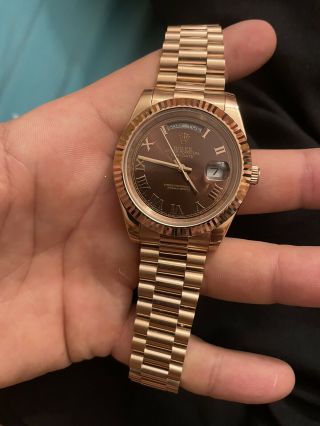 Rolex Day Date 228235 President 40mm Everose Gold Chocolate Roman Dial 5
