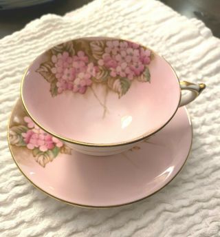 Vintage Paragon Pink Hydrangea With Gold Accent - Tea Cup And Saucer