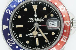 Rolex 1960 GMT 1675 Pepsi Bezel Stainless Steel Automatic Watch with Patina Dial 2