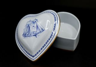 Spode Trade Winds Blue Heart Shape Trinket Box Dish With Lid