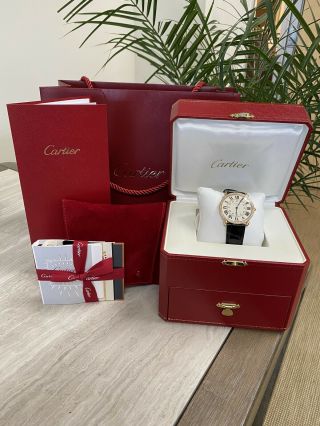 $25,  000 Retail Cartier Ronde Louis 18k Rose Gold Diamond Ladies Watch