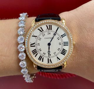 $25,  000 Retail Cartier Ronde Louis 18K Rose Gold Diamond Ladies Watch 3
