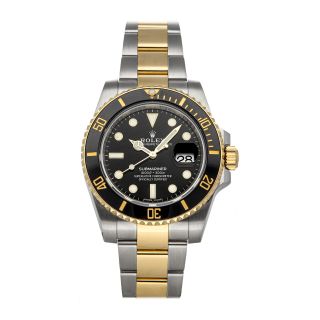 Rolex Submariner Date Auto Steel Yellow Gold Men Oyster Bracelet Watch 116613ln