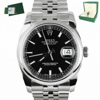2019 Rolex Datejust 36 116200 Black Stainless 36mm Jubilee Smooth Bezel