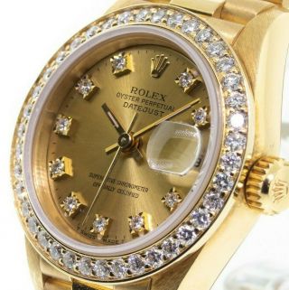 Rolex Datejust 18k Yellow Gold 26 Mm Diamond Dial And Bezel 69178