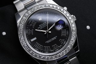 Rolex Datejust II Custom Set Diamond Bezel Stainless Steel 41mm Men ' s Watch 3
