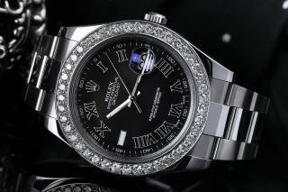 Rolex Datejust II Custom Set Diamond Bezel Stainless Steel 41mm Men ' s Watch 4