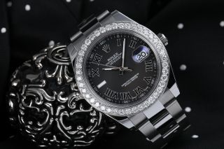 Rolex Datejust II Custom Set Diamond Bezel Stainless Steel 41mm Men ' s Watch 5