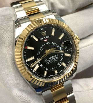 Rolex Skydweller Yellow Gold & Steel 326933 Black 2019 Complete Two Tone