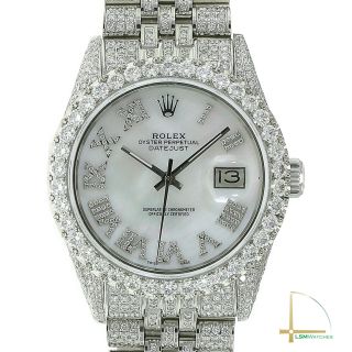 Rolex Datejust Steel White Mop Roman Fully Loaded Diamonds Watch