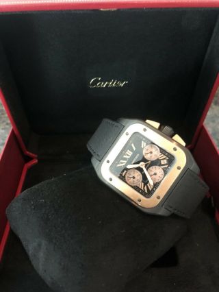 Cartier Santos 100 Xl Chronograph Pvd Rose Gold Rare Box Authentic Must Sell