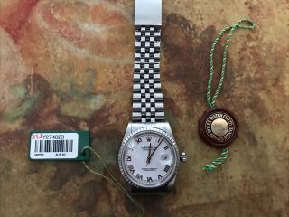 Rolex 16220 Oyster Stainless Steel Datejust White Roman Numeral Dial 36mm