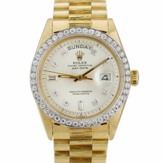 Rolex Day - Date President 1803 Pie - Pan Diamond 36mm 18k Yellow Gold Watch 18038
