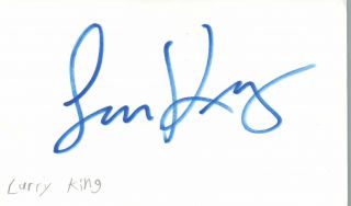 Larry King Tv And Radio Host Autographed Signed Index Card