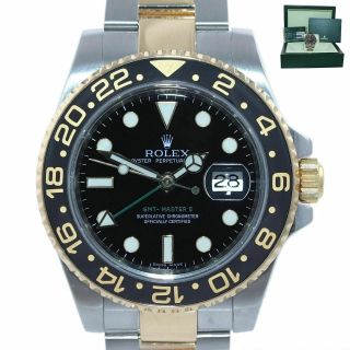 2011 PAPERS Rolex GMT - Master 2 Ceramic 116713 Black Two Tone Steel Gold Watch 2
