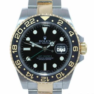 2011 PAPERS Rolex GMT - Master 2 Ceramic 116713 Black Two Tone Steel Gold Watch 3