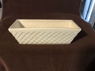 Vintage Mccoy White Basket Weave Pattern Window Box Planter 11.  5 In Long