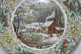 Adams England A Home In The Wilderness Winter Scenes Black Multi Color 10 " Plate