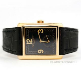 Patek Philippe Gondolo Black Dial Wristwatch 5014j - 001 Yellow Gold