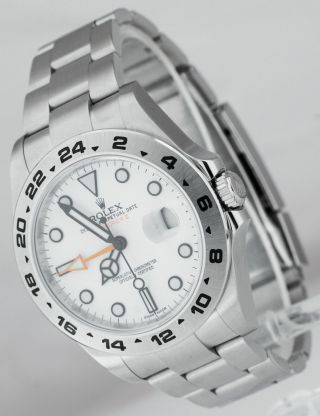 Rolex Explorer II Orange POLAR WHITE Stainless Steel 42mm GMT Date Watch 216570 2