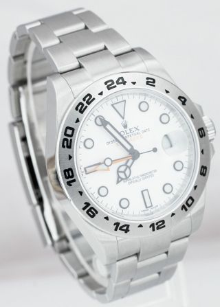 Rolex Explorer II Orange POLAR WHITE Stainless Steel 42mm GMT Date Watch 216570 3