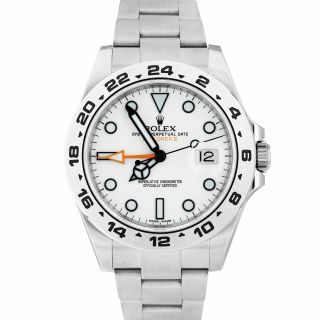 Rolex Explorer II Orange POLAR WHITE Stainless Steel 42mm GMT Date Watch 216570 5