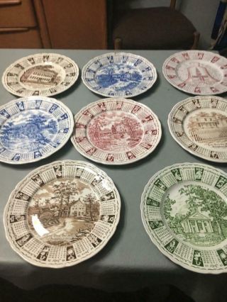 Set Of 8 Alfred Meakin Calendar Plates All Different All Good