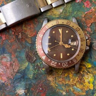 ROLEX GMT - MASTER 1675 ROOT BEER TWO - TONE VINTAGE WATCH 100 TROPICAL 2