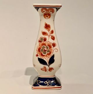Vintage Royal Delft De Porceleyne Fles Polychrome Hand Painted Bud Vase,  Holland