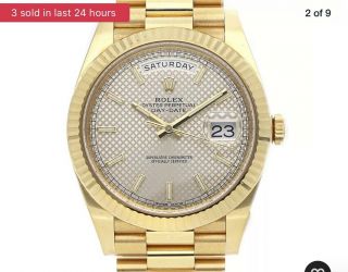 Rolex Day - Date 40 Diagonal Motif Dial Yellow Gold Automatic Mens Watch 228238 3