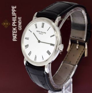Patek Philippe 5120 Calatrava 18k White Gold Mens Watch & Box 5120G 2