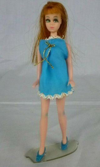 Vtg 70s Topper Glori Doll W/ Turquoise & Gold Dress & Shoes Dawn Friend K11