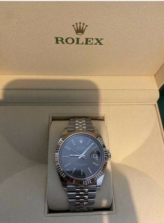 2020 Rolex Datejust 41 Gray Rhodium 41mm Fluted White Gold Stainless Jubilee