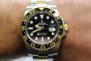 Rolex Gmt - Master Ii Steel Gold Automatic Mens Bracelet Watch 116713ln