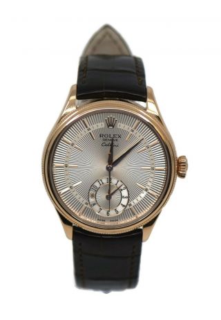 Rolex Cellini Dual Time 18k Rose Gold Watch 50525