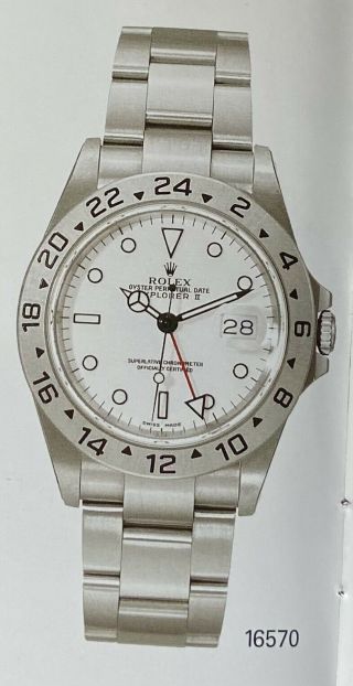 Box/papers Ad Rolex Explorer Ii 42mm 16570 White Polar Gmt Date Watch