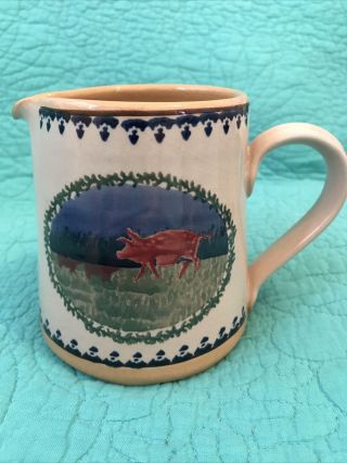 Vtg Nicholas Mosse Pottery 4 1/4” Creamer/pitcher•pig With Cows•made In Ireland